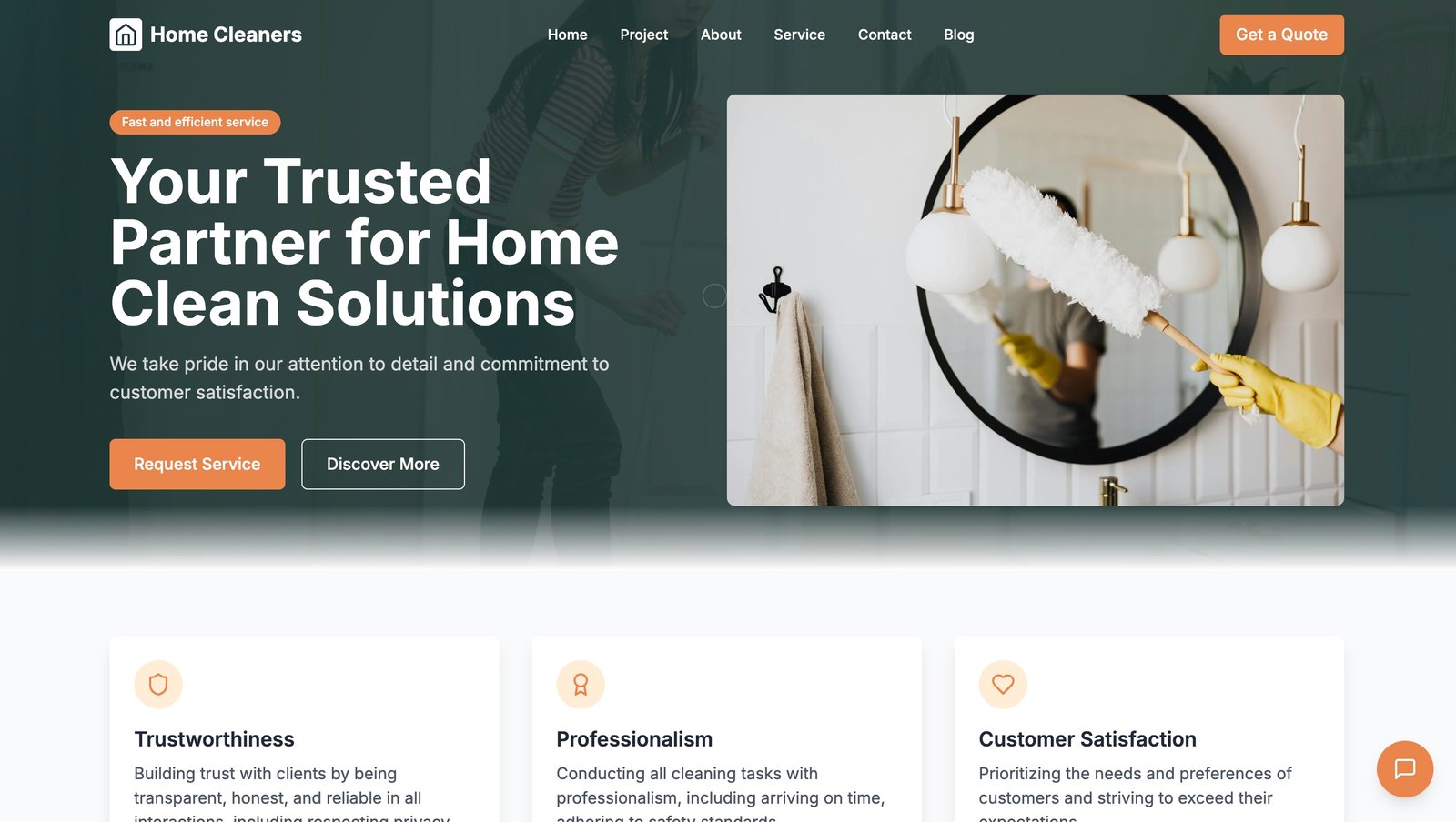 Home service website design example