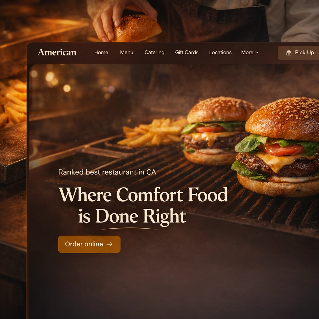 Restaurant website design example