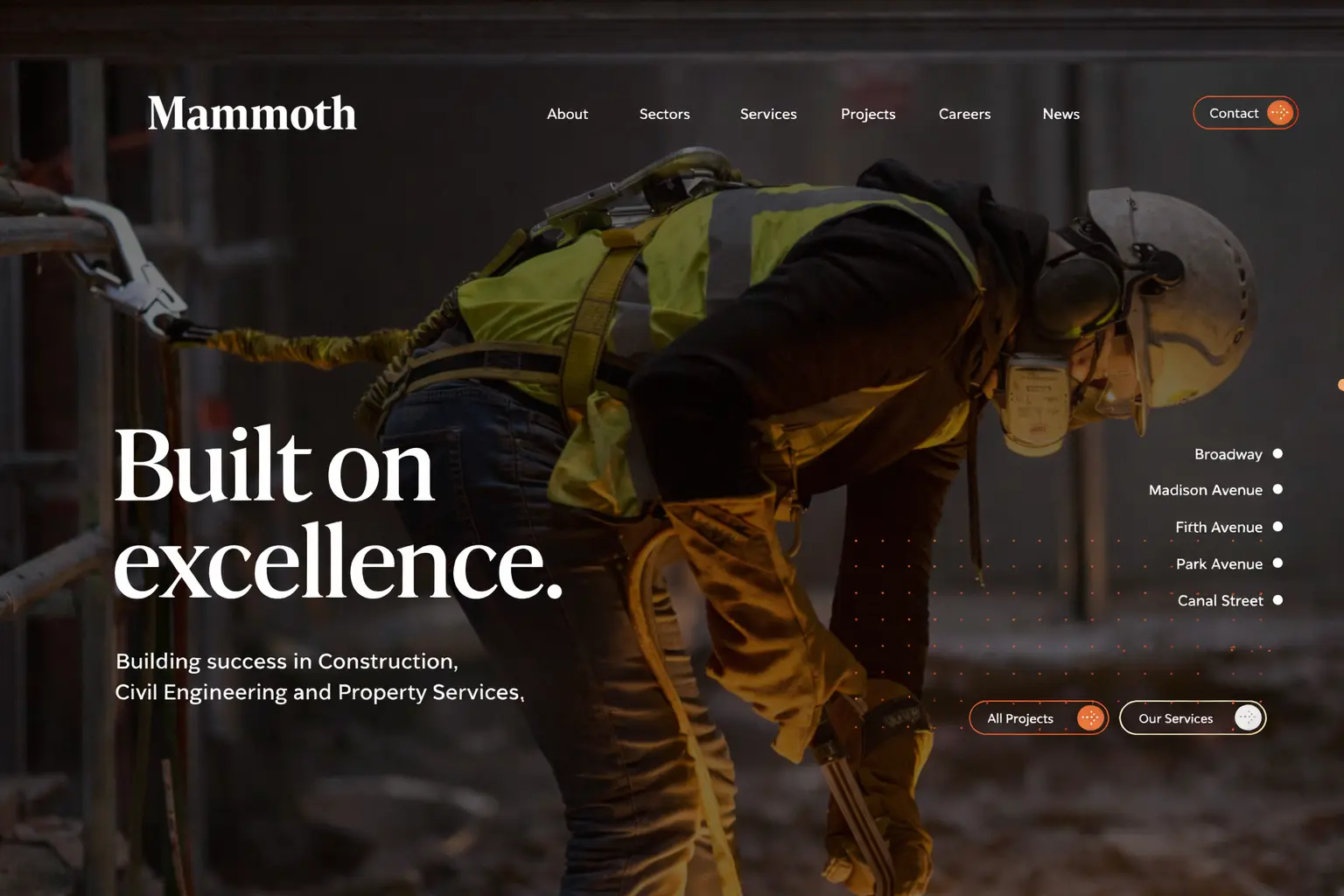 Construction website design example